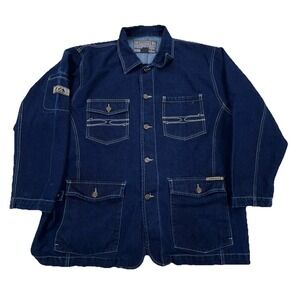 Vintage Boss Denim Jacket Men XL Chore Barm Urban Expedition Hip Hop Cyber Baggy